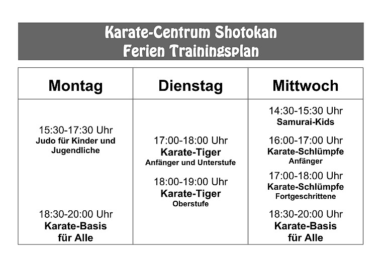 Ferien-Trainingsplan